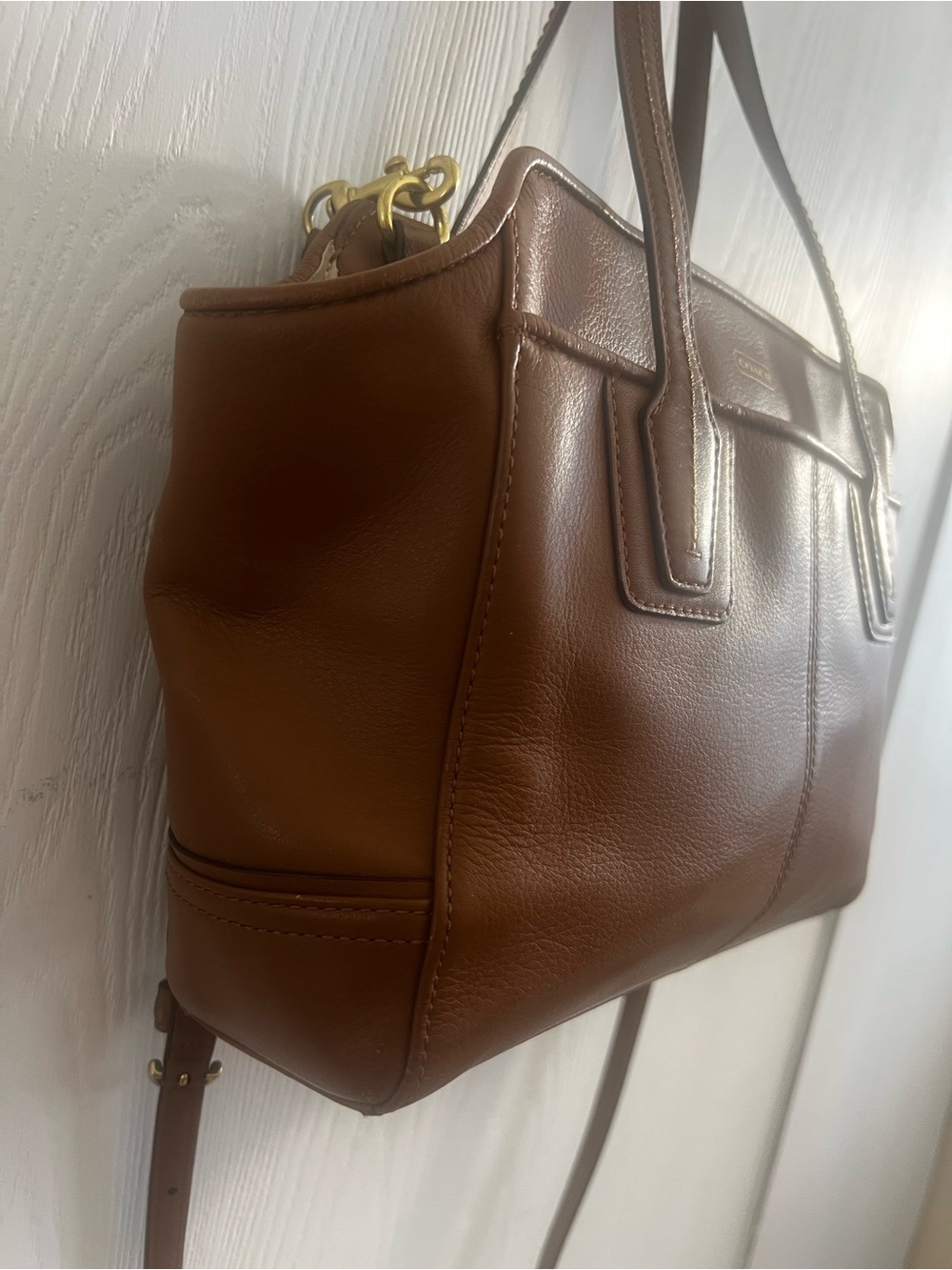 Cognac Coach Taylor Leather Bette Mini Tote Crossbody - Picture 10 of 14